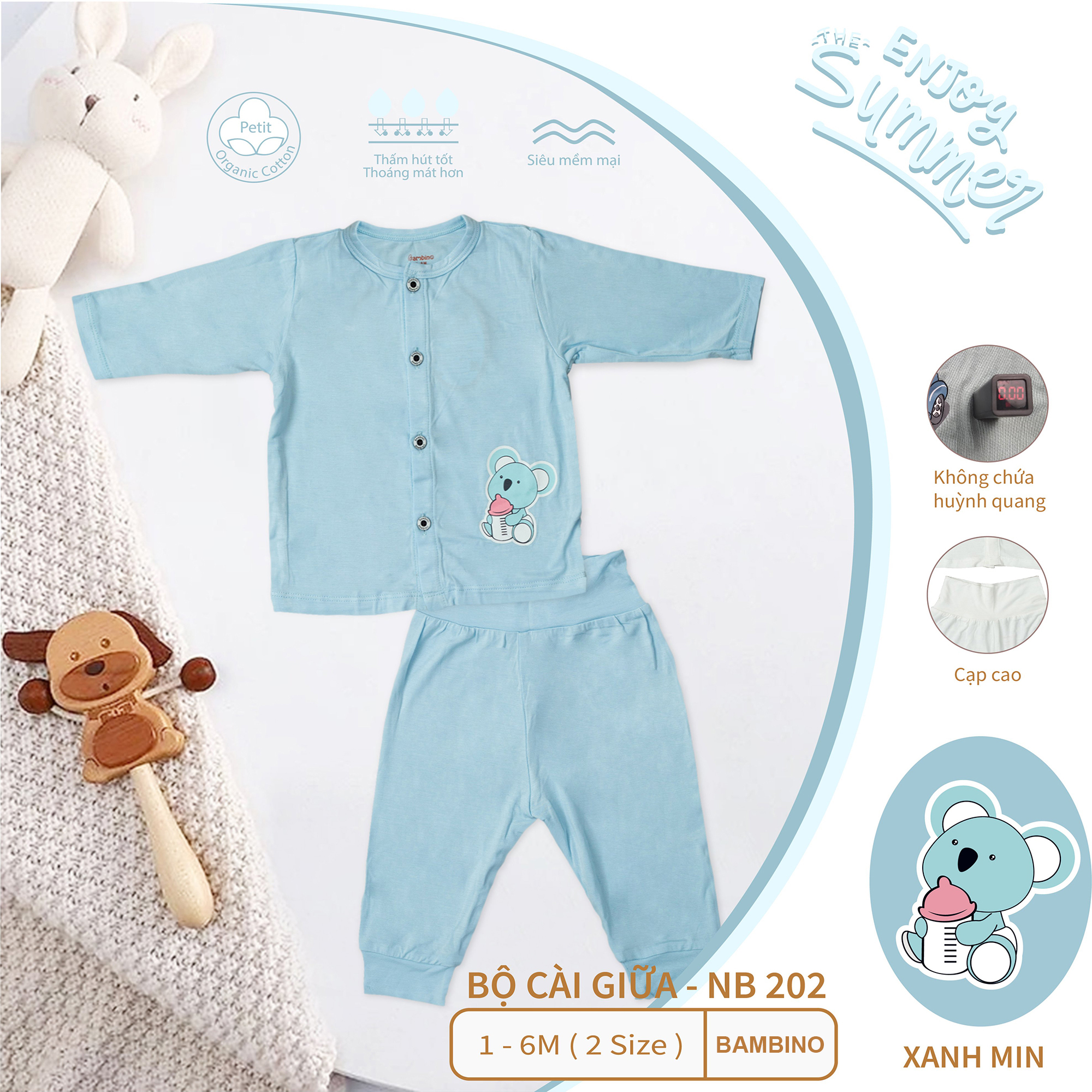 BN325 Bộ Sơ Sinh Cài Giữa Pettit
