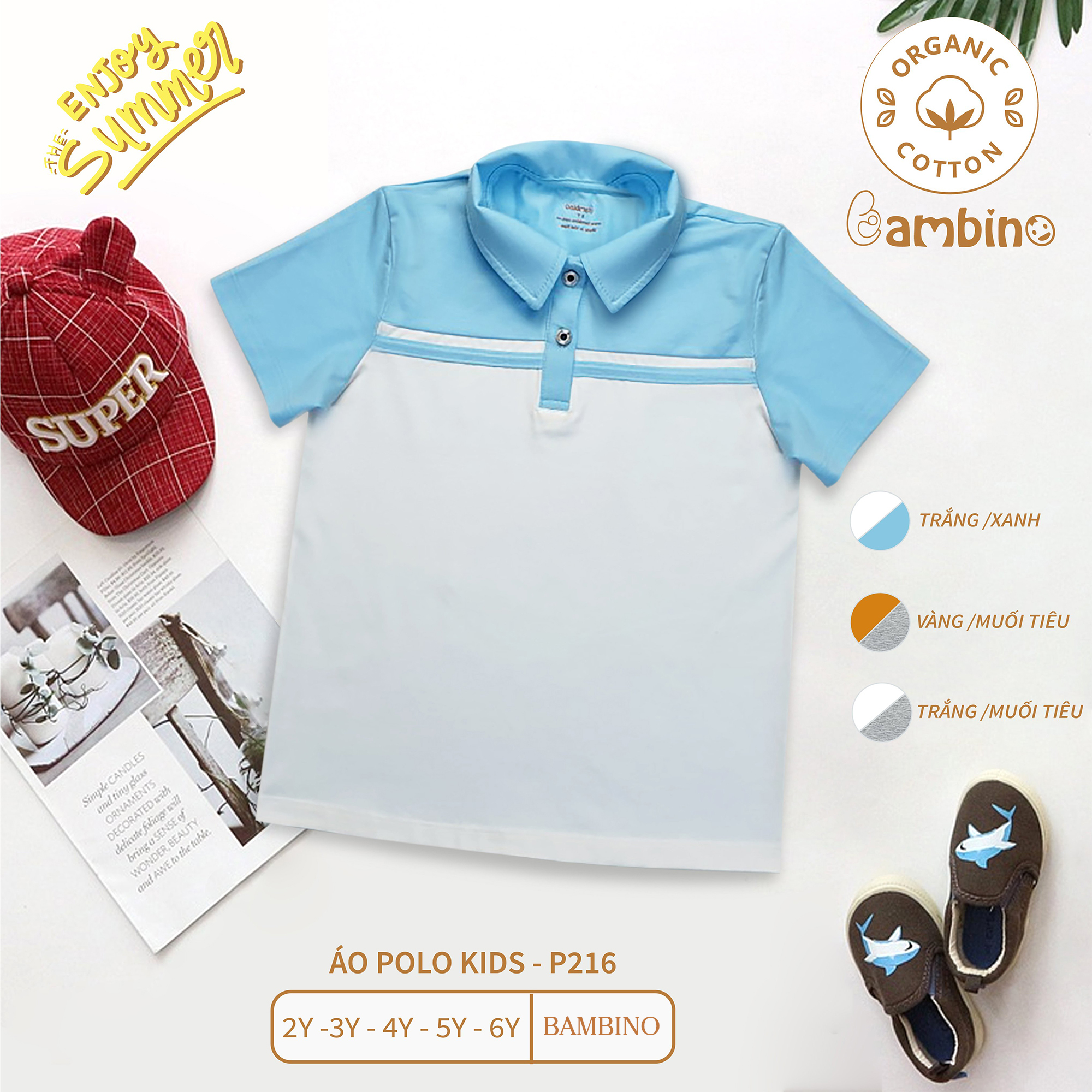 P216 - Áo Polo Bé Trai Cotton hồ lạnh